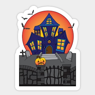 Haunted Halloween Mansion House Sticker